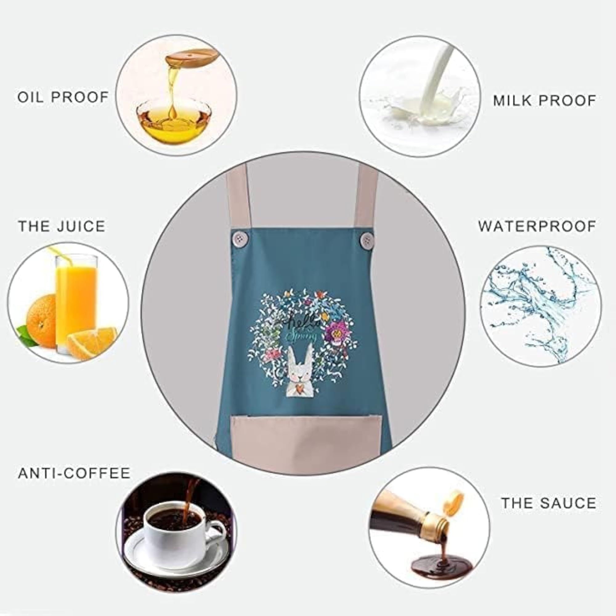 Waterproof Kitchen Apron with Pockets and Hand Wipe Towel